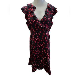 J Crew Cherry Print Silk Dress